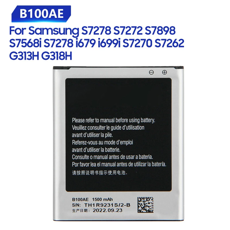 Original Samsung Battery For Galaxy Ace 3 Ace 4 S7568i S7278 i679 S7270 S7262 i699i S7898 S7272 G313H G318h B100AE B100AC
