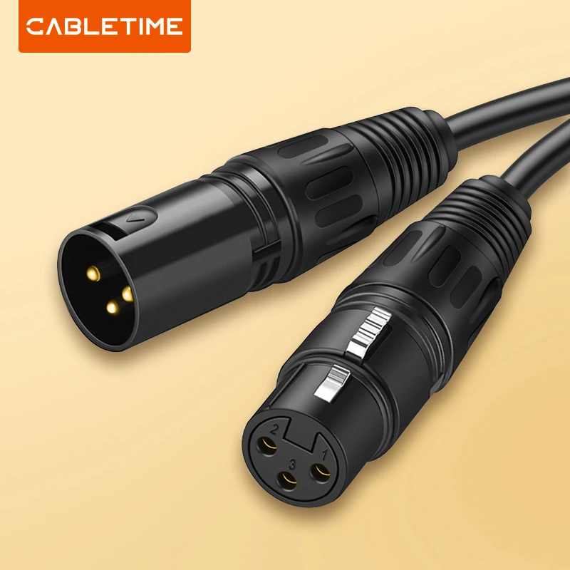 CABLETIME XLR Cable  Microphone Cannon Plug XLR Cable Guitar Cable Extension Mikrofon Cable for audio  Mixer Amplifiers C117