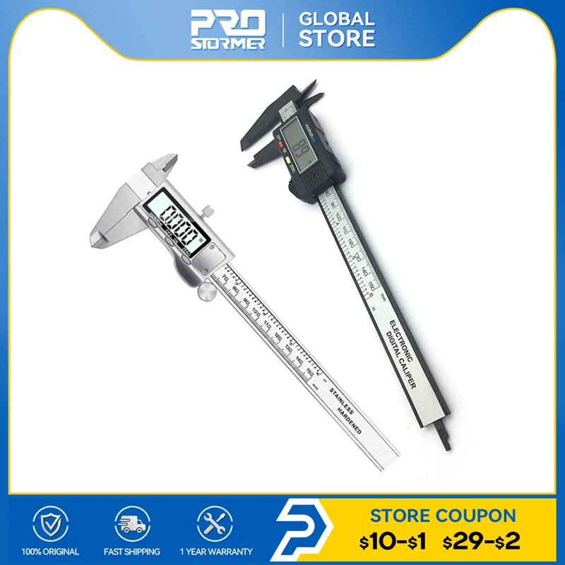 0-150mm LCD Digital Electronic Carbon Fiber Vernier Caliper 6 inch Gauge Micrometer Ruler Calipers Measuring Tool by PROSTORMER
