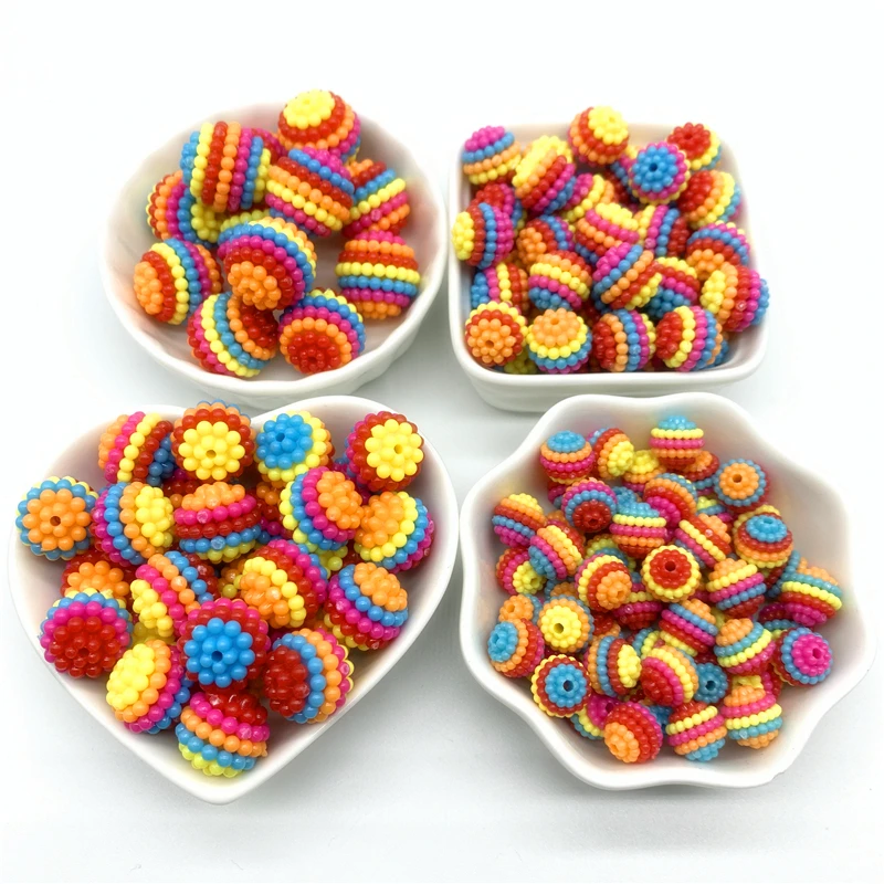 10/12/14/18/20mm Rainbow Acrylic Beads Round Loose Spacer Beads Bayberry Beads For Jewelry Making