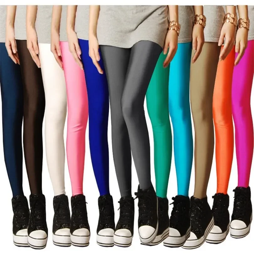 2020 New Spring Solid Candy Neon Leggings for Women High Stretched Female Legging Pants Girl Clothing Leggins Plus Size