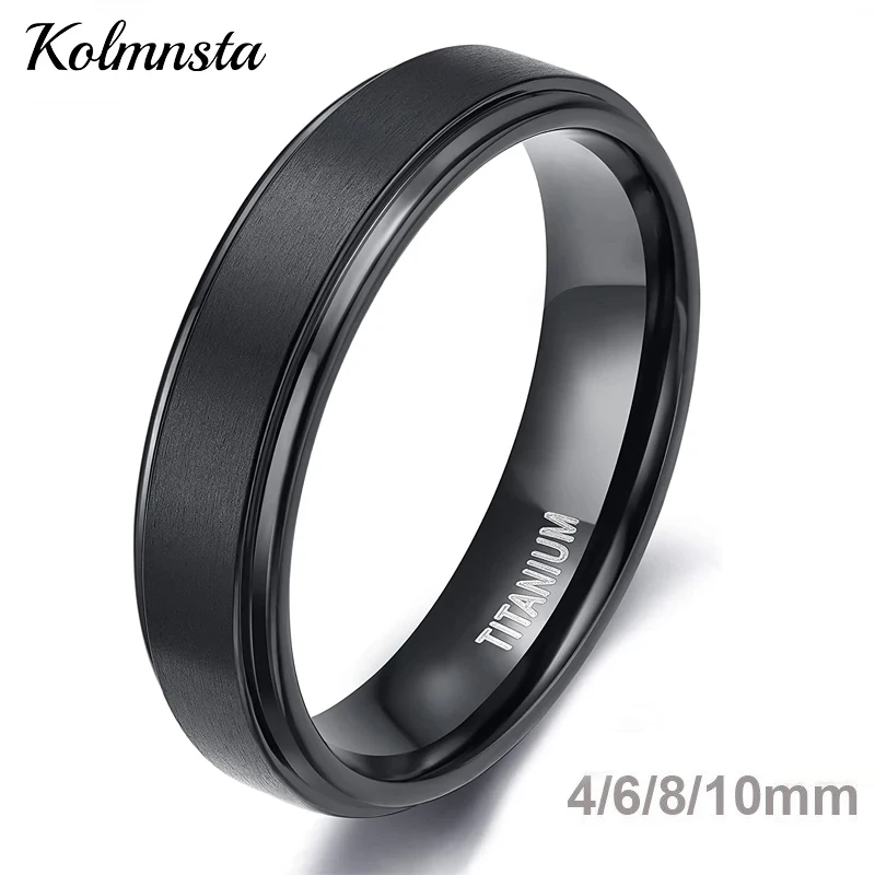 Eamti Black Titanium Ring For Men Wedding Engagement Jewelry Band 4/6/8/10 mm Cool Dark Classic Unisex Ring Female Size 4-15