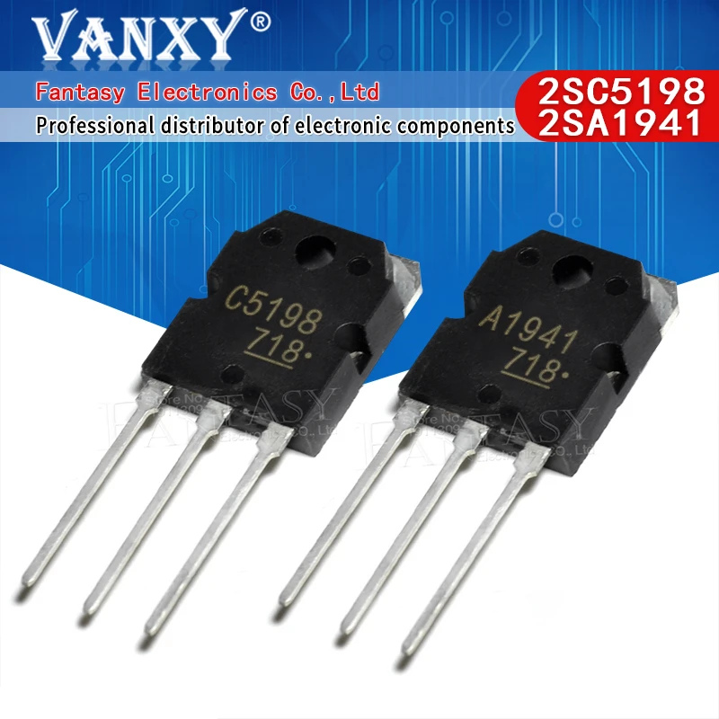 10PCS 5pairs 2SC5198 2SA1941 TO3P (5PCS A1941 + 5PCS C5198)  TO-3P Transistor original authentic