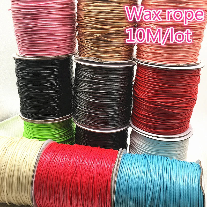 10M Dia 1.0 /1.5mm Waxed Cotton Cord Waxed Thread Cord String Strap Necklace Rope Bead For Jewelry Making DIY Bracelet