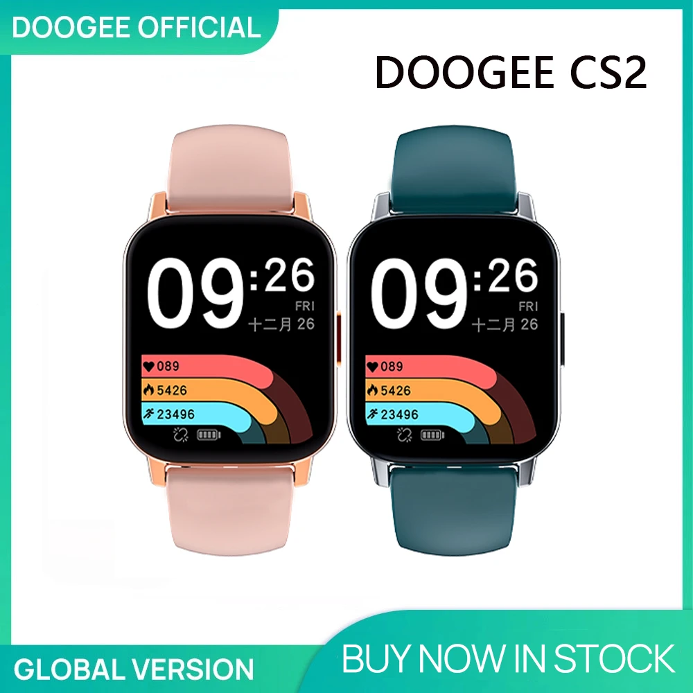 DOOGEE CS2 Smartwatch 1.69 inch 2021 New Smart Watch Women Men Full Touch Fitness Tracker IP68 waterproof 300mAh 24 Sports Modes