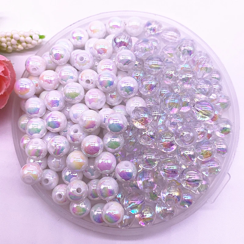 4-14mm Colour AB Charms Round Acrylic Beads Loose Spacer Beads for Jewelry Makeing DIY Handmade Bracelet Accessories