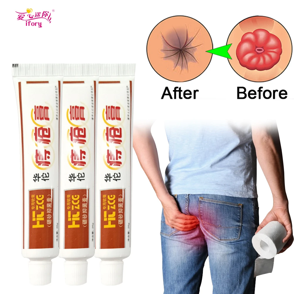 Ifory 3Pcs/lot Chinese Patch Health Care 100％ Traditional Plant Herbal Powerful Hua Tuo Hemorrhoids Ointment Relieve Anal Pain