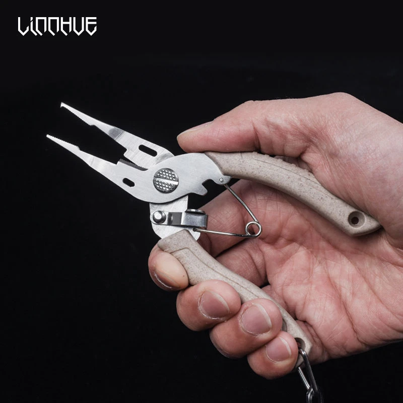 LINNHUE Stainless Steel Multifunctional Fishing Pliers Hook Remover Line Cutter Fishing Tackle Grip Split Ring Pliers pesca