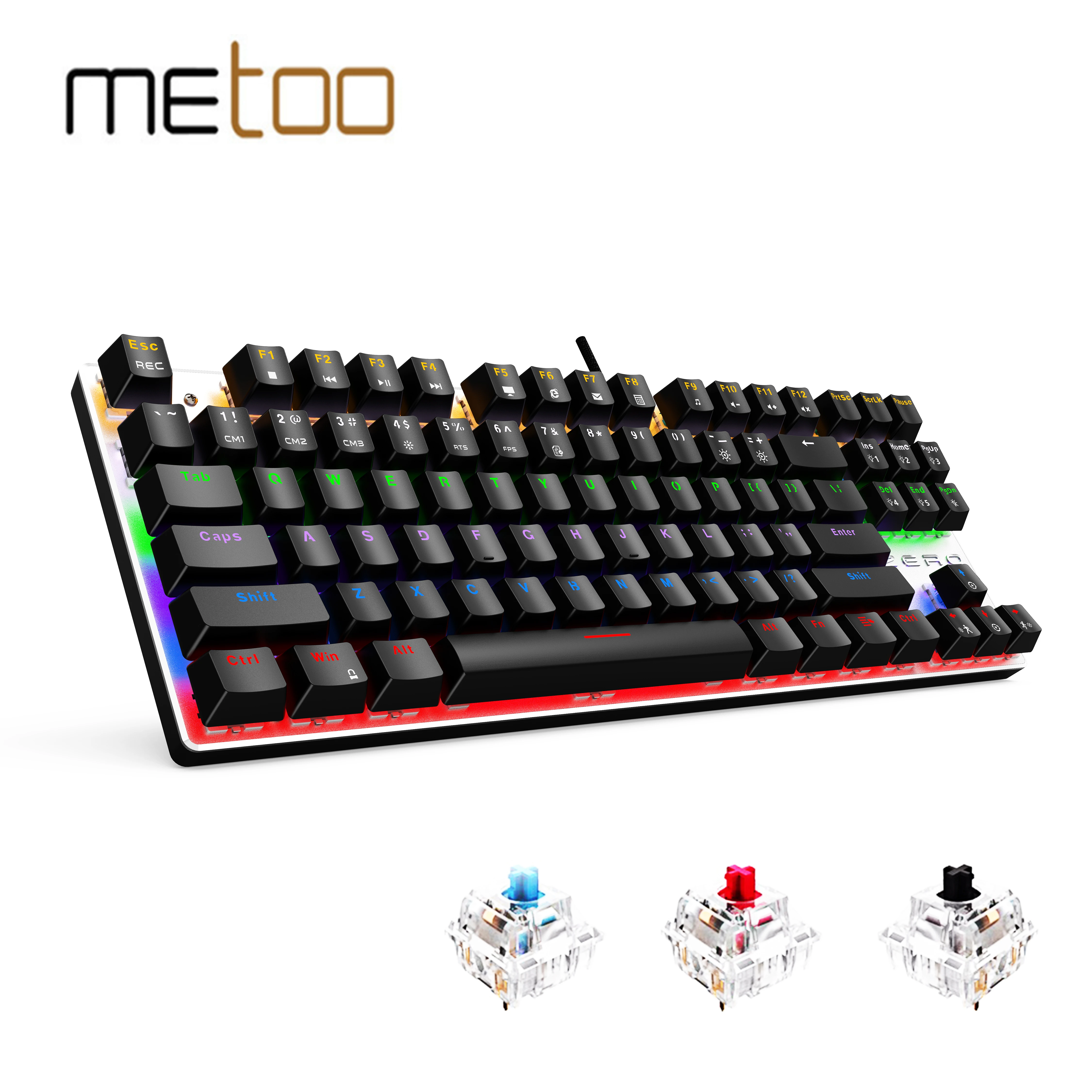 Metoo  Edition Mechanical Keyboard 87 keys Blue Switch Gaming Keyboards for Tablet Desktop  Russian sticker