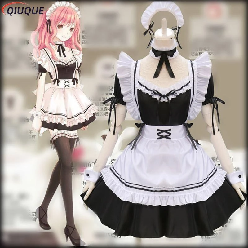 Amine Cute Lolita French Maid Cosplay Costume Dress Girls Woman Waitress Maid Party Stage Costumes Uniform lovers