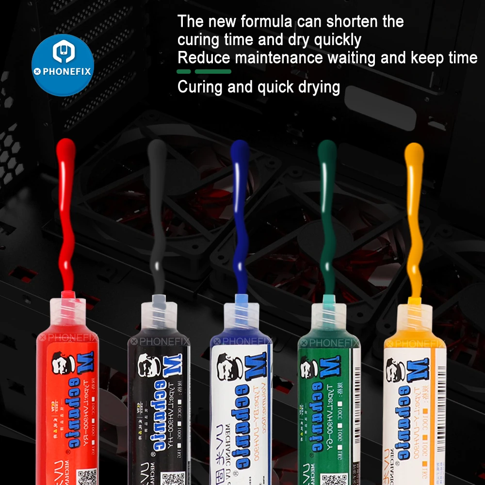 MECHANIC Solder Paste Flux UV Solder Resist Mask Blue Black Red Yellow Green Oil Welding Flux for PCB BGA Circuit Board Protect