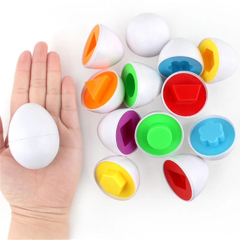 6PCS Montessori Learning Education Math Toys Smart Eggs 3D Puzzle Game For Children Popular Toys Jigsaw Mixed Shape Tools