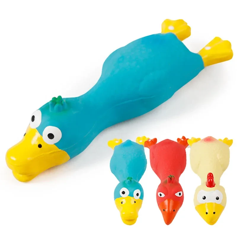 Natural Latex Pet Dog Screaming Chicken Duck Toy Squeaker Fun Sound Rubber Training Playing Toy Puppy Chewing Toy Tooth Cleaning