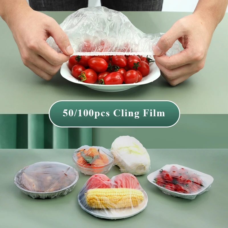 50/100pc Disposable Cling Film Cover Household Refrigerator Food Fruit Preservation Cover Dust-proof Plastic Fresh-keeping Cover