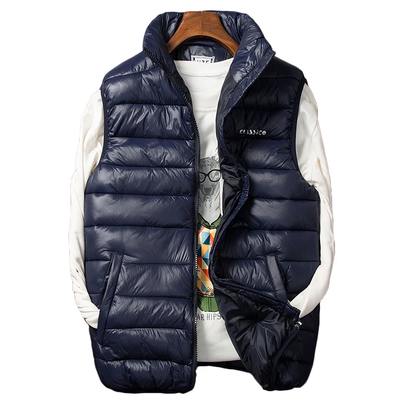 Winter Men's Sleeveless Jacket Big Sizes Black Vest Autumn Casual Warm Thick Coats Male Cotton-Padded Fashion Men Waistcoat Vest