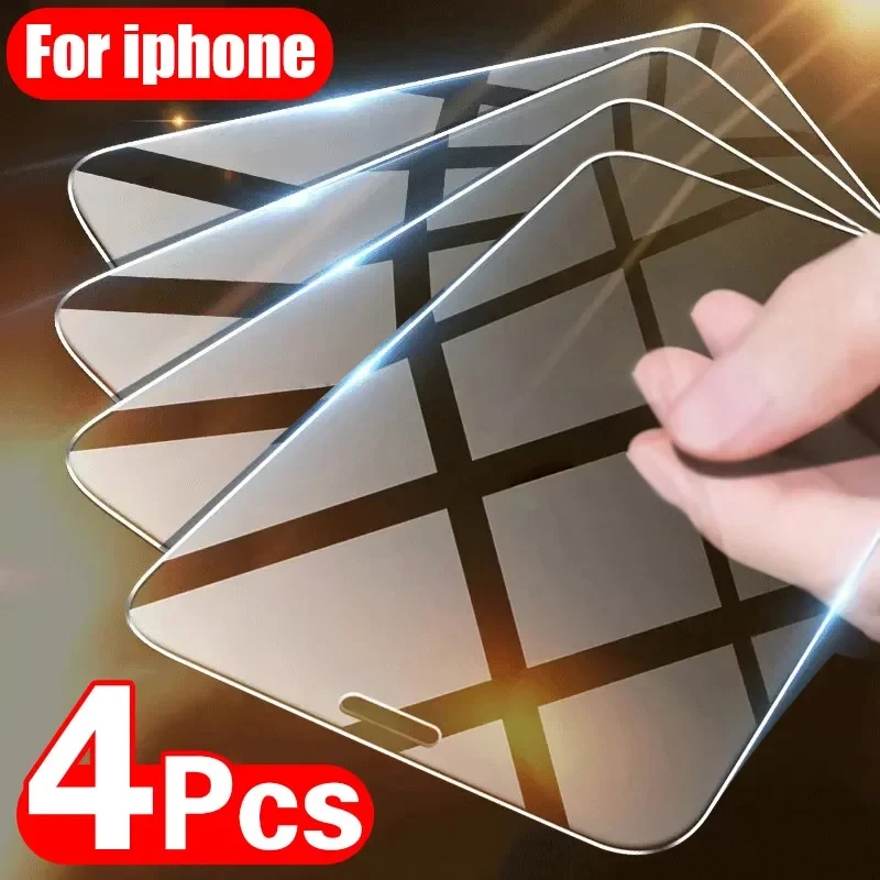 4PCS Tempered Glass for iPhone 11 12 Pro XR X XS Max Screen Protector on for iPhone 12 Pro Max Mini 7 8 6 6S Plus 5 5S SE Glass