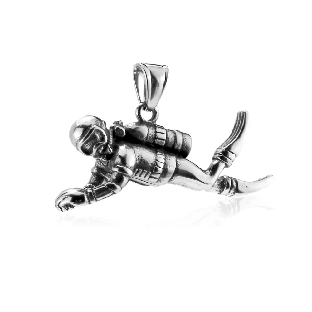 316L Stainless Steel 3D Diver Charms Pendants for Jewelry Making Retro Tone Charms Bracelet DIY Waterproof Necklace Accessories