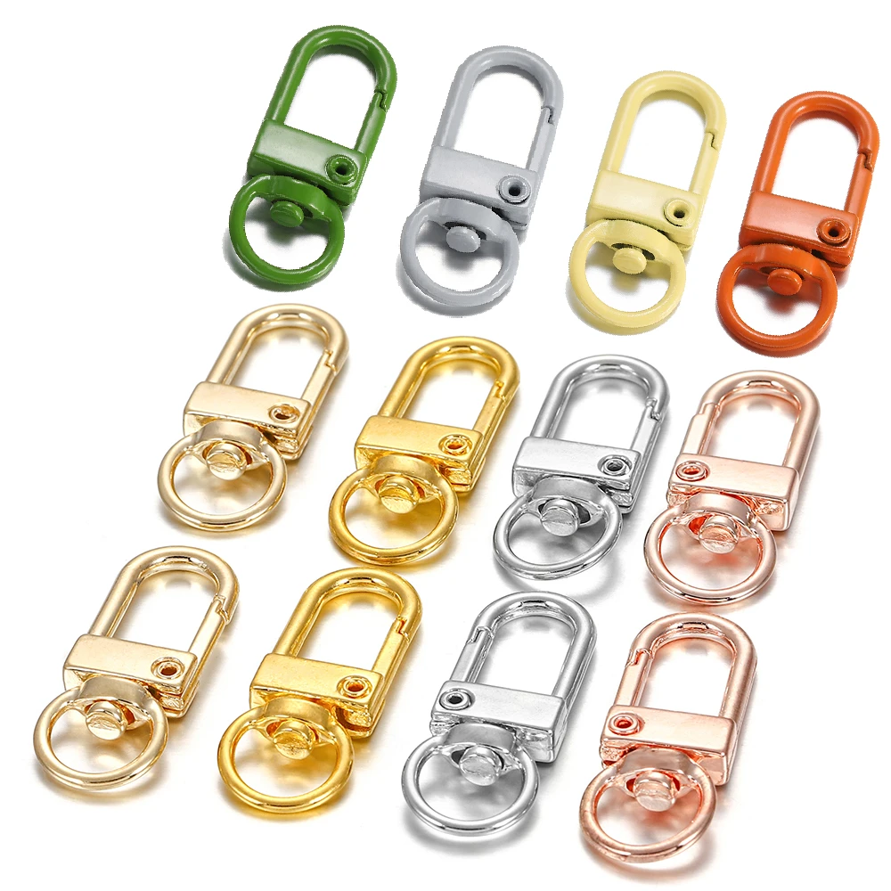10pcs/lot Alloy Rotatable Lobster Clasp Dog Key Chains Buckle Bag Hook Keychain Connectors For DIY Jewelry Making Findings