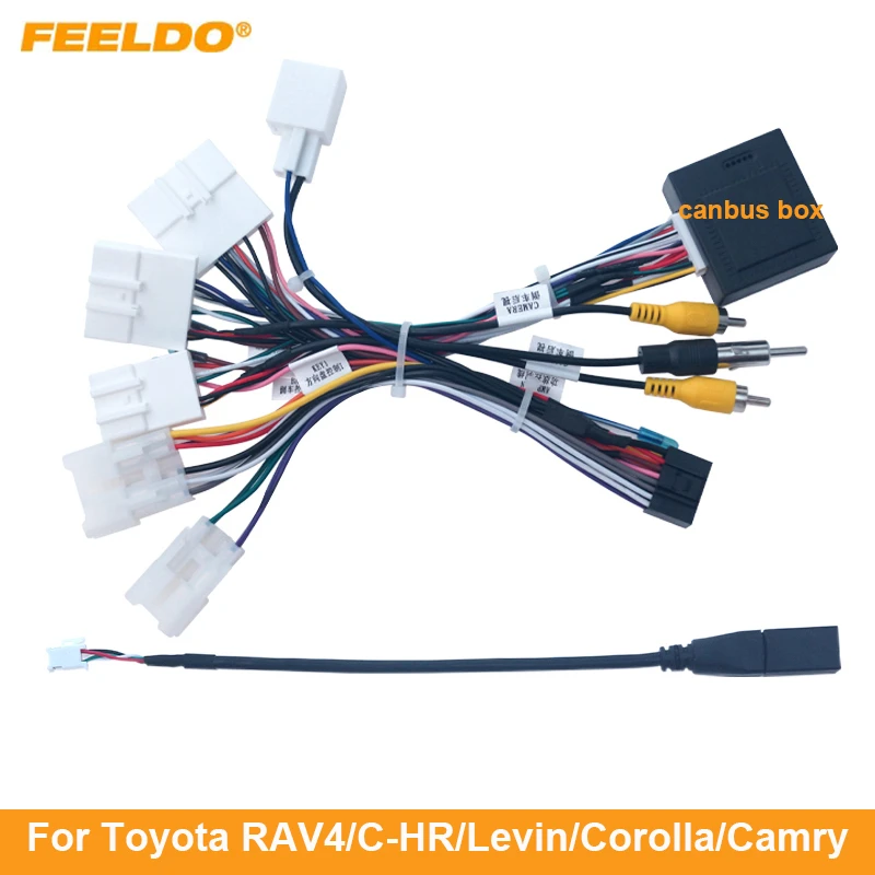 FEELDO Car 16-pin Android Wire Harness Power Cable Adapter With Canbus For Toyota Corolla/Camry/RAV4/Crown/Reiz