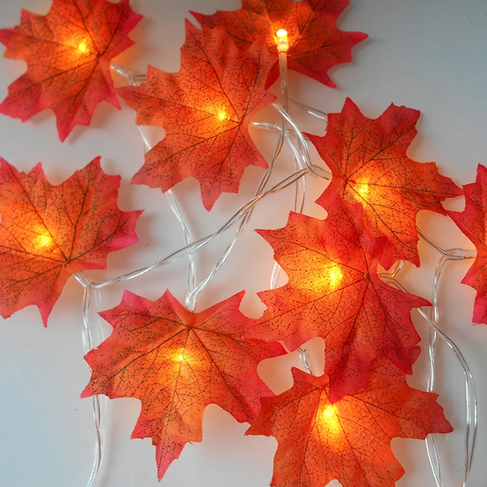 1.5M 3M 20 Lights Maple Leaves Garland Led Fairy Lights for Christmas Decoration Autumn String Light Festive DIY Halloween Decor