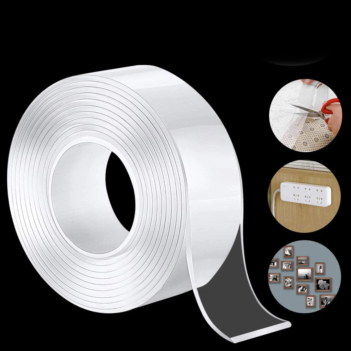 Multipurpose Wall Tape Adhesive Strips Removable Tape Washable Heavy Duty Mounting Tape Gel Poster Tape for Home Office