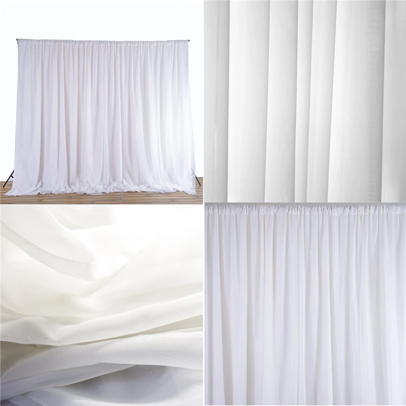 White Sheer Silk Cloth Drapes Panels Hanging Curtains Photo Backdrop Wedding Party Events DIY Decoration Textiles 2.4x1.5M