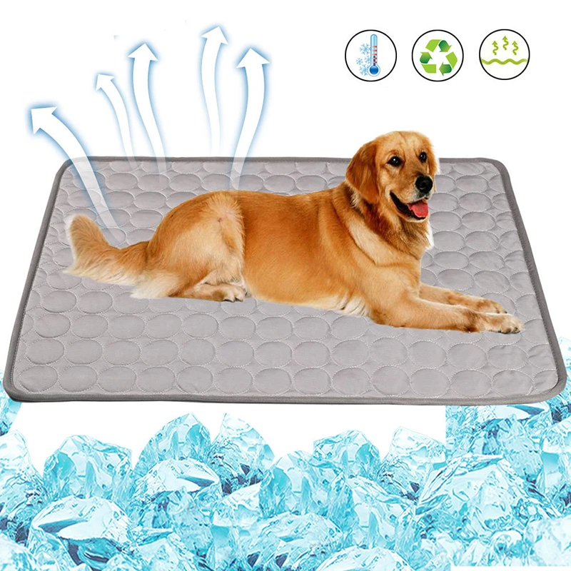Dogs Summer Cooling Mat Pet Large Size Ice Silk Cool Bed Pet Cat Breathable Blanket Cushion Puppy Kitten Indoor Sofa Floor Mat