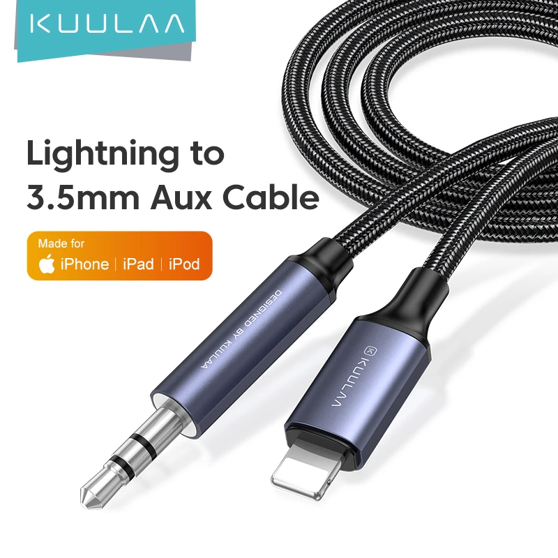 KUULAA Aux Cable For iPhone to 3.5mm Jack Male Cable Car Converter Headphone Audio Adapter For iPhone 12 11 Pro XS Max X XR 8 7