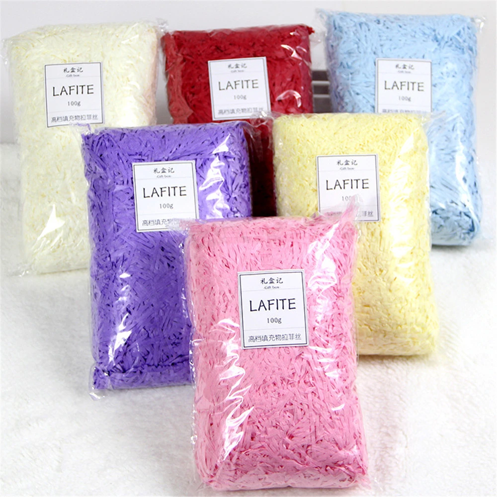 100g DIY Paper Raffia Shredded Confetti Wedding Birthday Christmas Gift Box Filling Material Tissue Gift Packaging Filler Decor