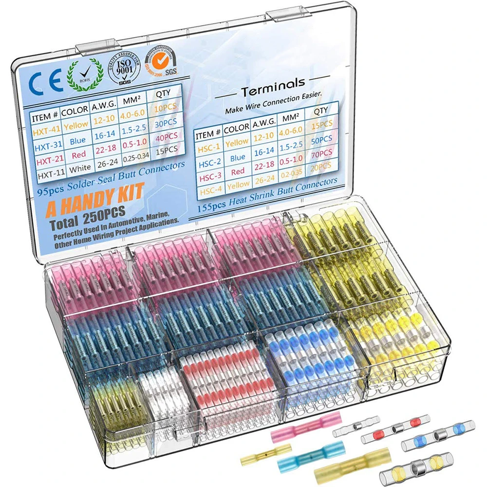 640PCS Heat Shrink Connectors Waterproof Solder Wire Connectors & Heat Shrink Butt Crimp Connectors - Electrical Connectors