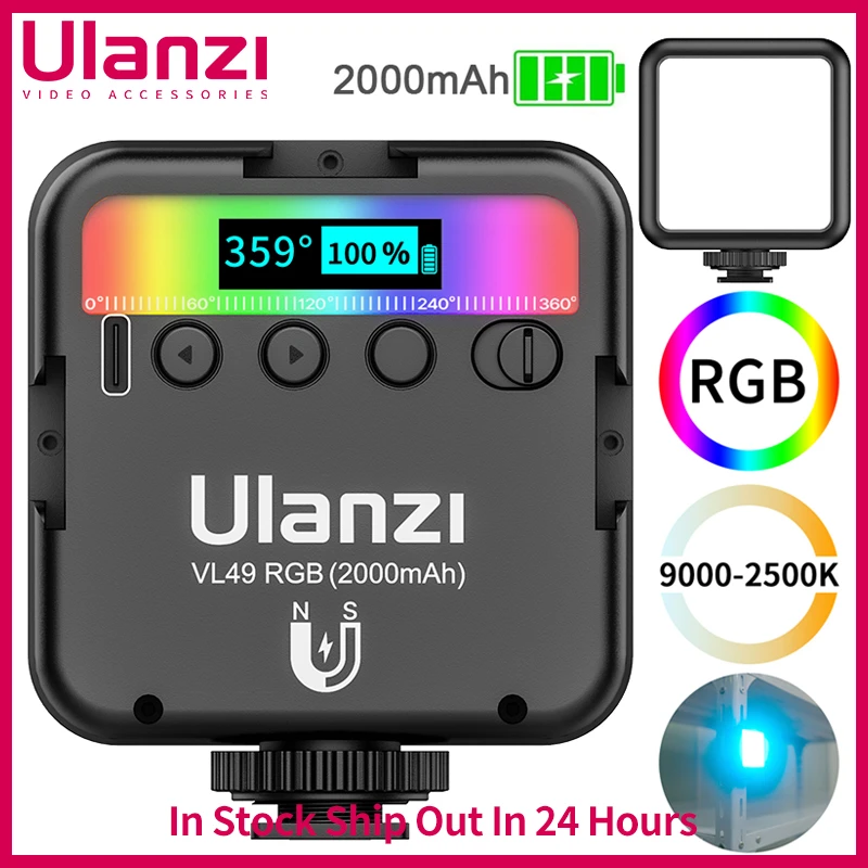 Ulanzi VL49 Mini RGB LED Video Light Portable Pocket photography Light Vlog Fill Light for Smartphone DSLR SLR Camera Lamp