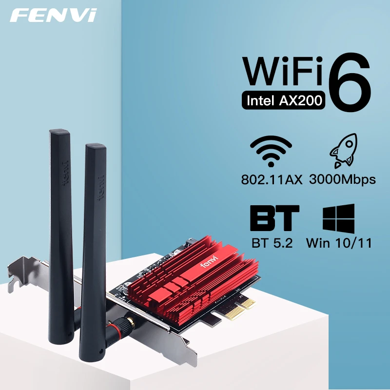 3000Mbps Wifi 6 Dual Band Desktop PCIe WiFi Adapter Intel AX200 Wi-fi Card 802.11ax 2.4G/5Ghz For Bluetooth 5.0 PCI-E Wireless