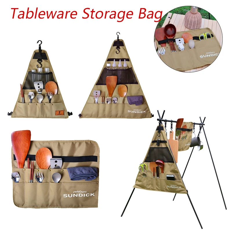 Waterproof Tableware Storage Bag 900D Oxford Fabric Outdoor Camping BBQ Tableware Storage Bag