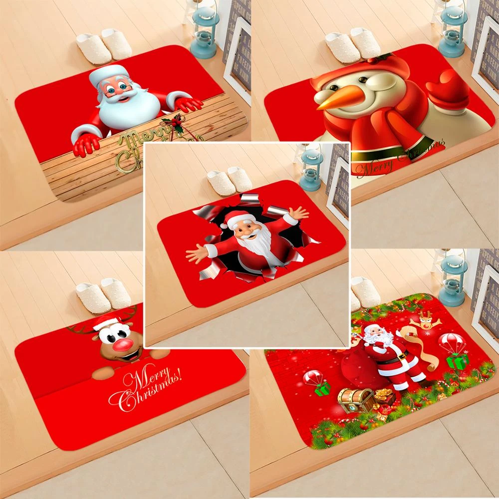 Santa Claus Christmas Mat Outdoor Carpet Merry Christmas Decor for Home 2021 Christmas Ornaments Navidad Xmas Gift New Year 2022