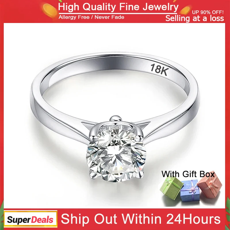 95% OFF! With Certificate Silver 925 Ring Real Solid 18K White Gold 2 Carat Lab Diamond Rings Bride Wedding Band Women Gift R128
