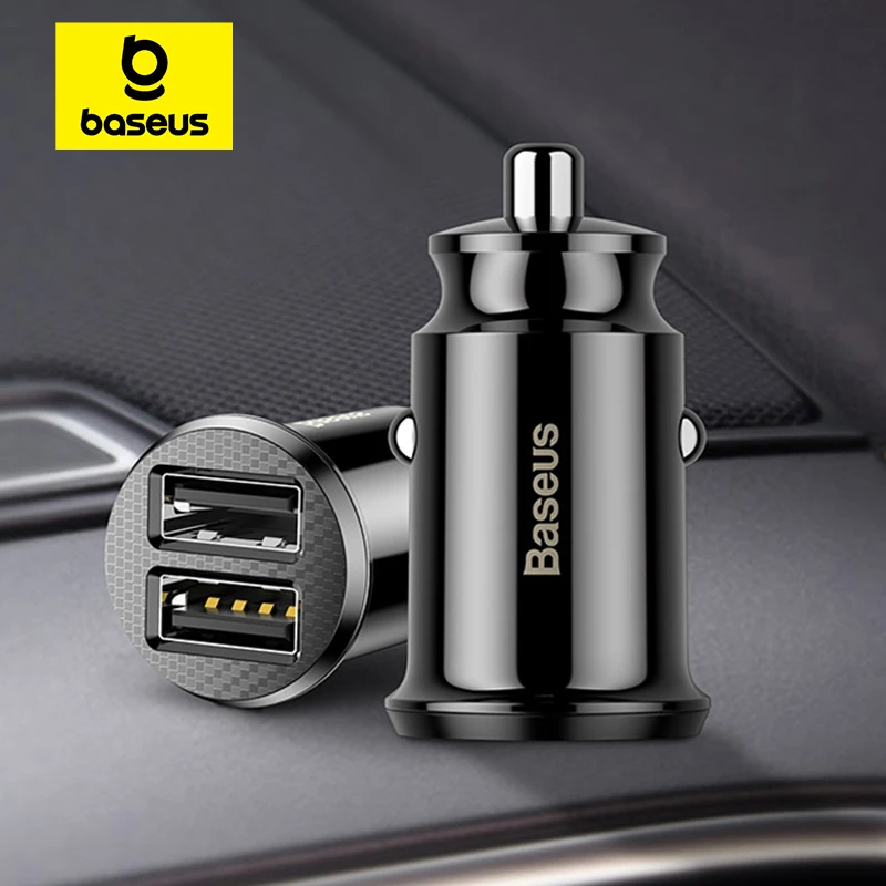 Baseus 12V Dual USB Car Charger 3.1A Fast Charging For Iphone Samsung Mini USB Car Charger Car-Charger Accessories