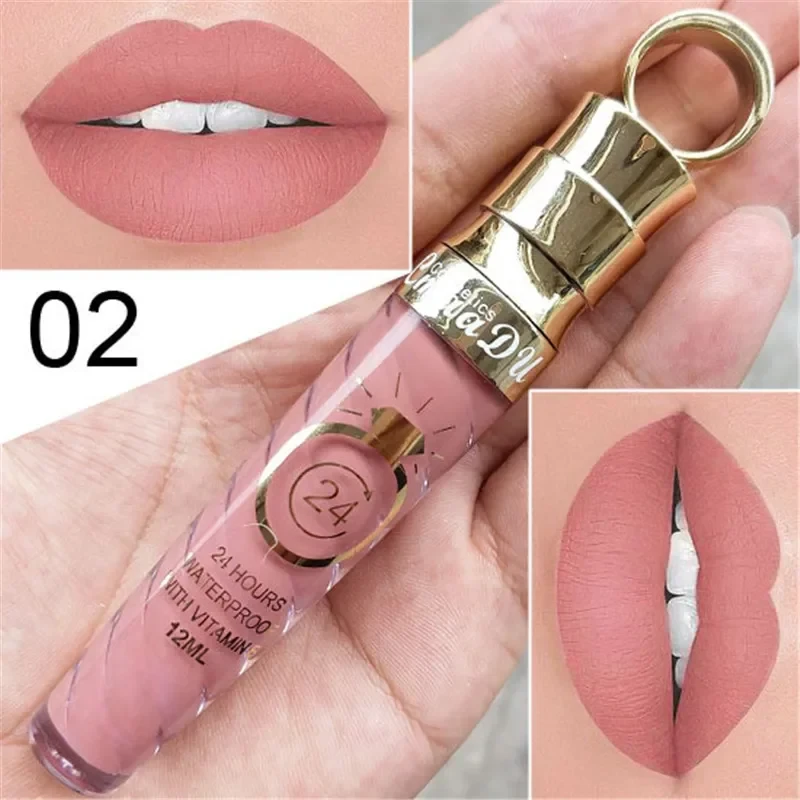 20 Colors Lipstick Waterproof Long Lasting Matte+Shimmer Mental Beauty Lip Gloss Nude Glitter Lip Gloss Beauty Sexy Lip Tint