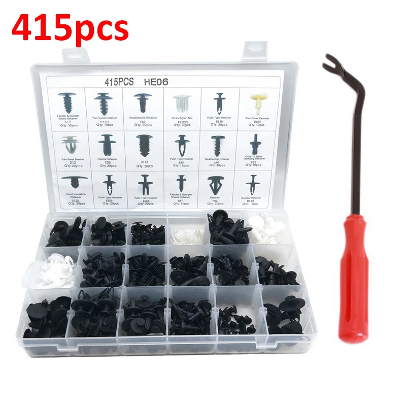 415Pcs Auto Fastener Clip Car Retainer Kit Door Trim Panel Clips for Ford Chrysler Toyota Camry Honda Nissan Mazda Chevy