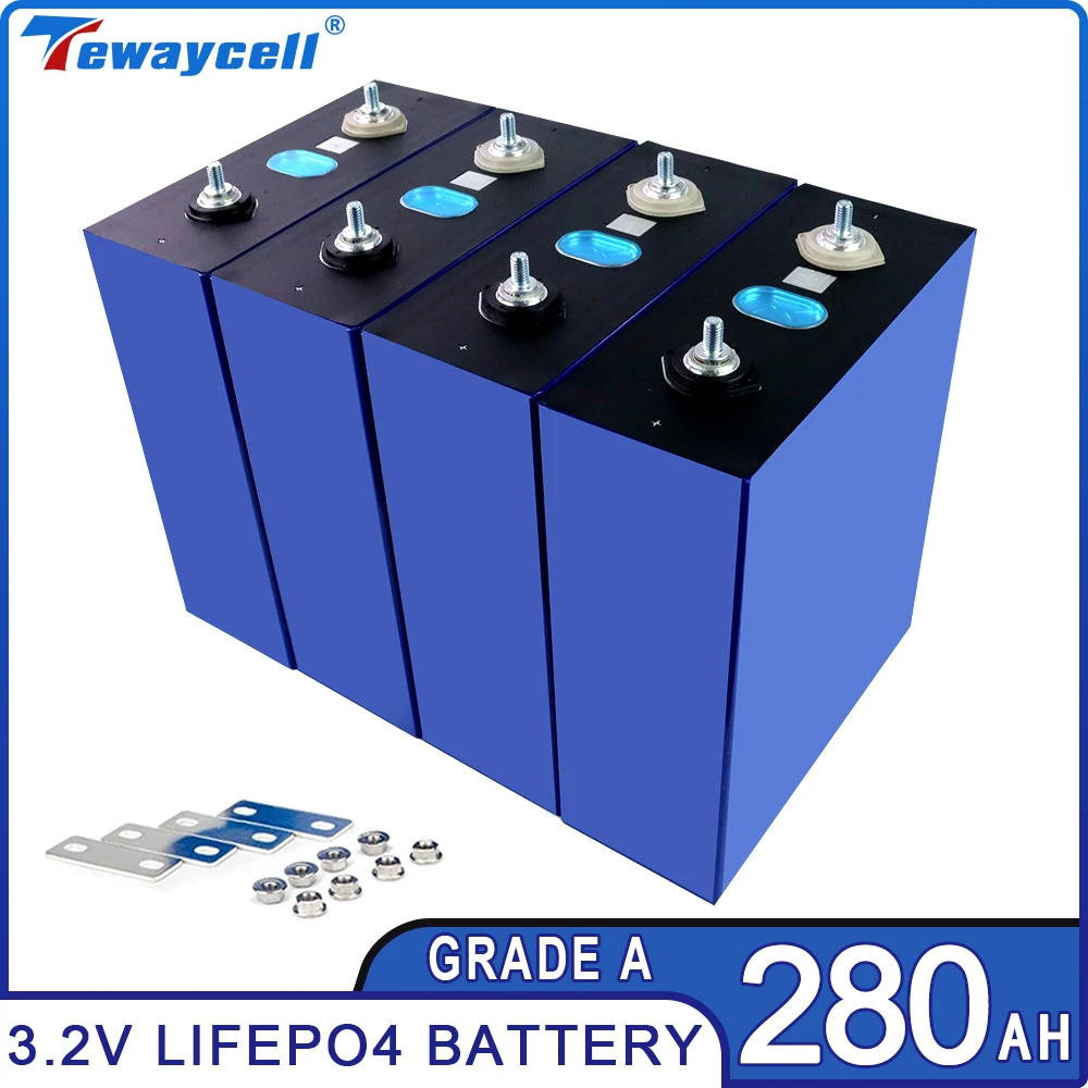 Tewaycell 280Ah Lifepo4 Rechargable Battery Pack 3.2V Grade A Lithium Iron Phosphate Prismatic New Solar  EU US TAX FREE lifepo4