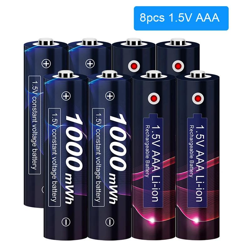 2-8Pcs 1.5V AAA Rechargeable Battery AAA 1.5V Li-ion Battery 1000mWh 1.5v Rechargeable Battery AAA