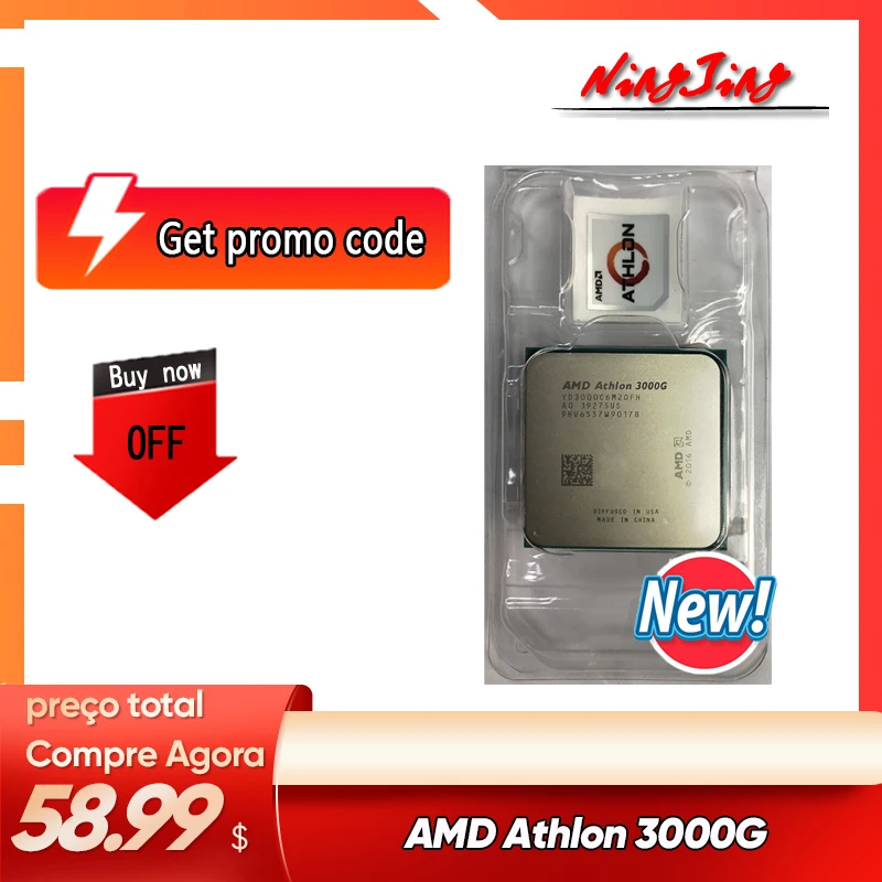 AMD Athlon 3000G X2 3000G 3.5 GHz Dual-Core Quad-Thread CPU Processor YD3000C6M2OFH Socket AM4