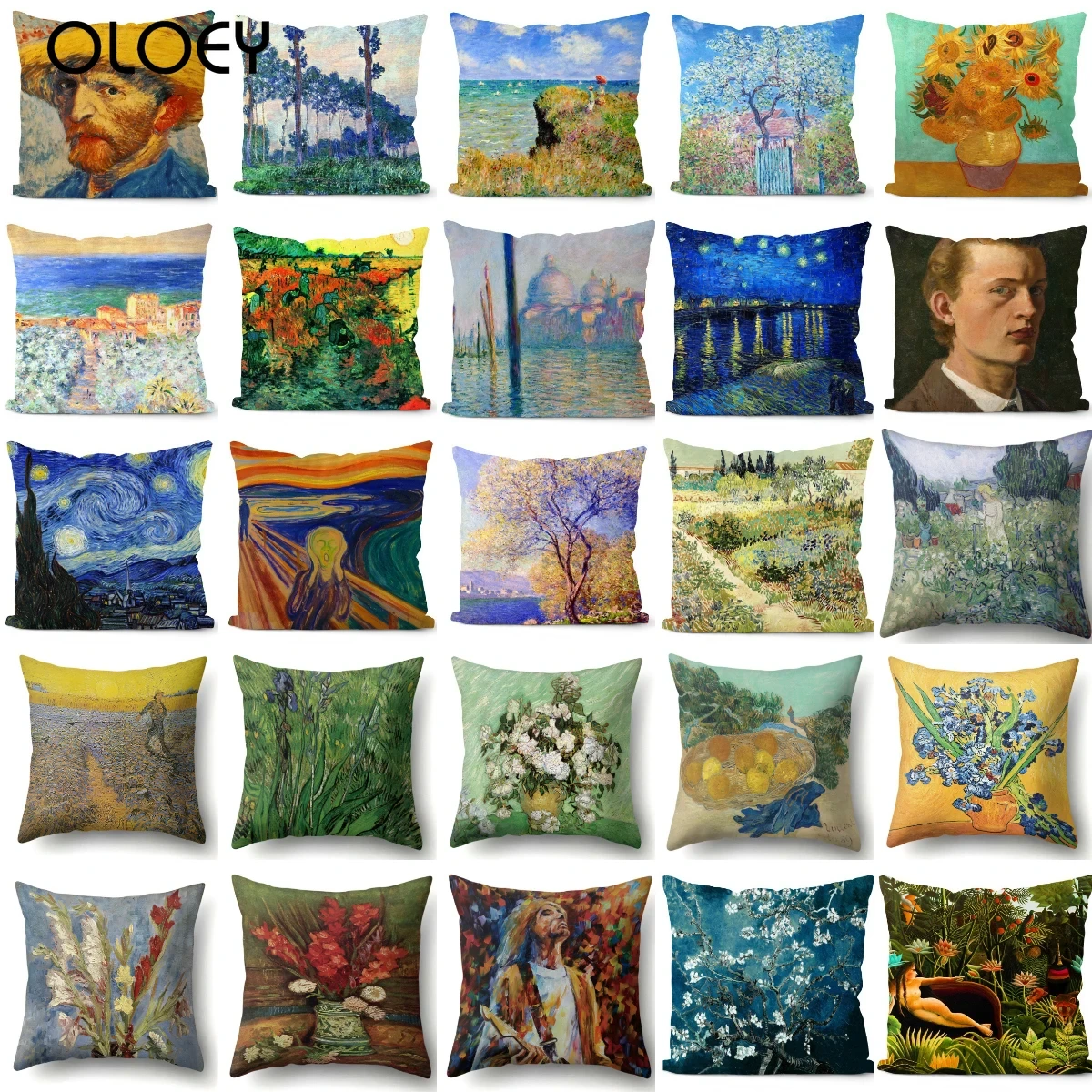 Van Gogh Oil Painting Cushion Cover Famous Vintage Art Decorative Polyester Pillowcase Livingroom Decor Sofa Throw Pillow Cover