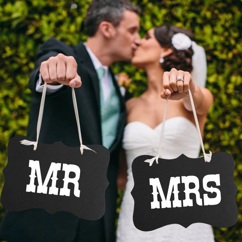 1set 17X27CM Hot MR MRS Photo Booth Props Wedding Decorations Just Married Photobooth Photo Props Wedding Party Favors Supplies