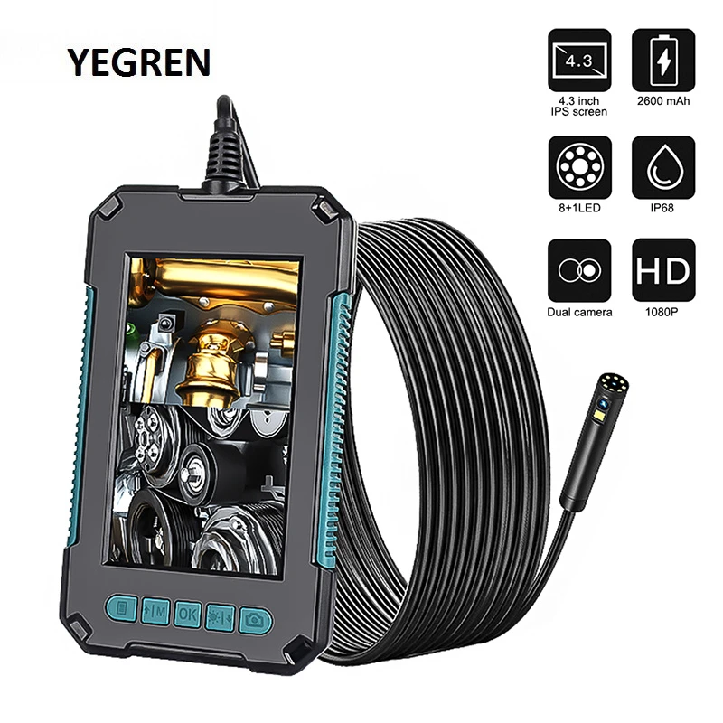 8mm Endoscope Camera IP67 Waterproof Industrial Borescope with 4.3