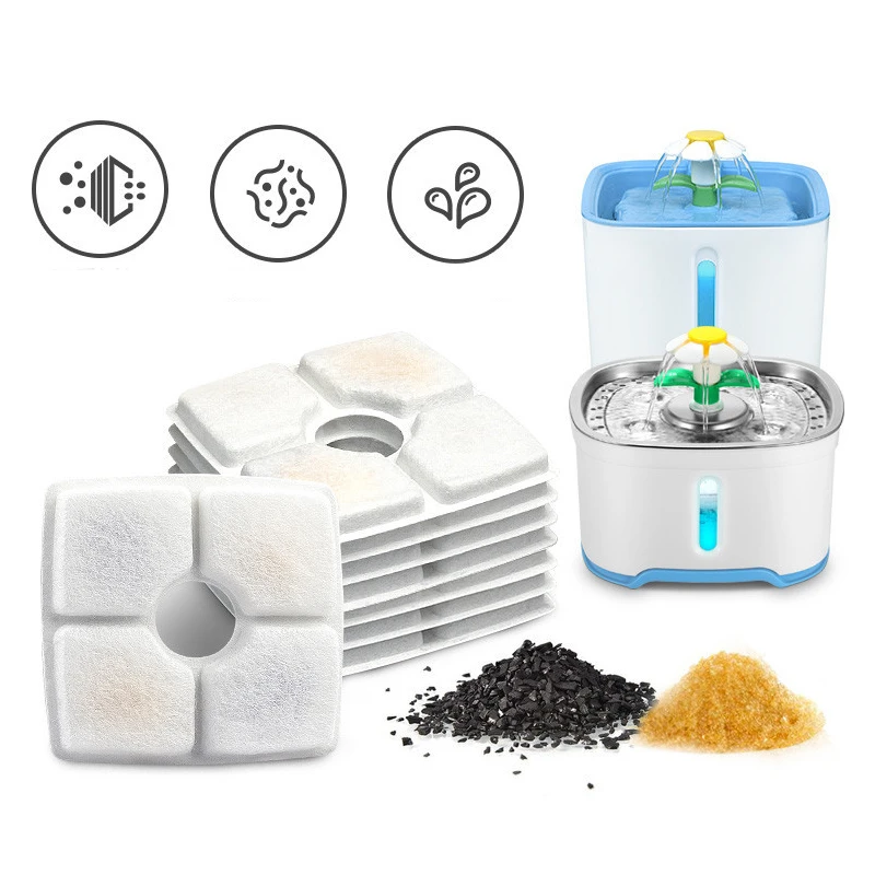 Square Cat Fountain Activated Carbon Filter Pack Refill Replacement Filters for Pet Drinking Fountain Water Dispenser