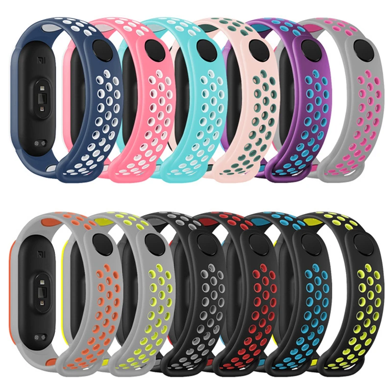 Replacement Straps for Xiaomi Mi band 5,Black-Gray Two Color Breathable Silicone Wristband/Bracelet Smart Watches Accessories