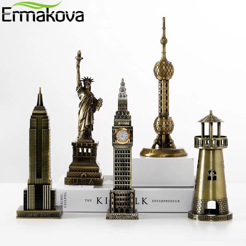 ERMAKOVA Metal Architecture Figurine World Famous Landmark Building Souvenir Statue Home Office Desktop Decor Christmas Gift