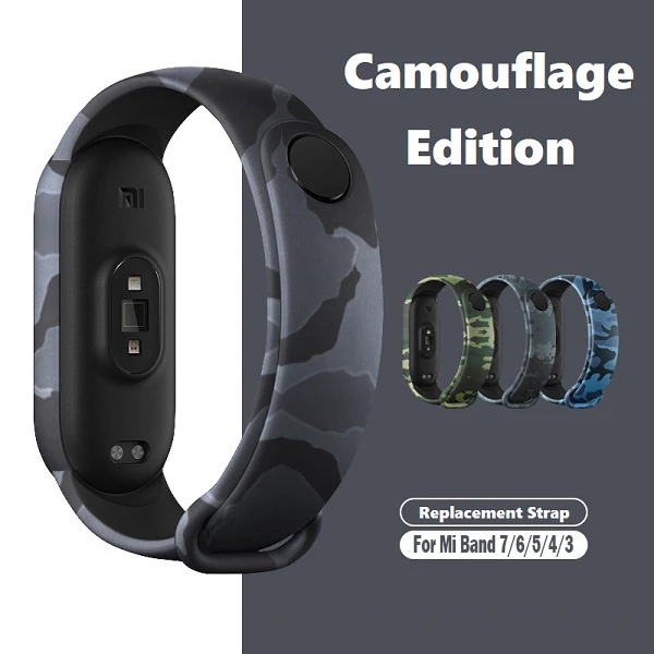 For Mi Band 6 5 4 3 Camouflage Strap Silicone Replacement Wristband Bracelet on Xiaomi Miband6 Miband5 Miband4 Smartwatch Strap