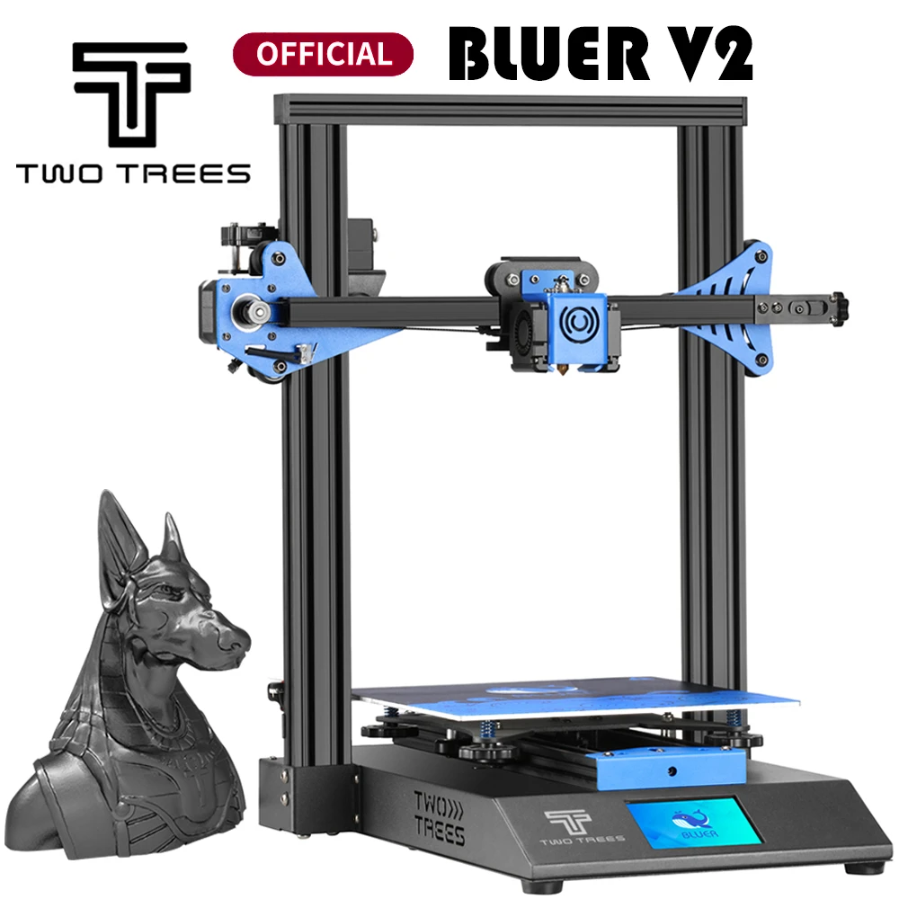 Overseas warehouse Twotrees 3D Printer FDM Blu-3 V2 I3 3D принтер Printing Masks 3d Diy Kit 3.5-Inch Color Touch Screen TMC2225