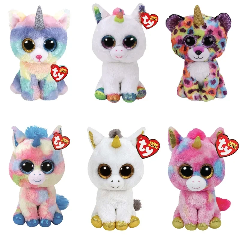 15cm Ty Big Eye Beanie Stuffed Plush Toys Unicorn Cat Bat Fox Pony Animal Soft Plush Toy Children Girl Birthday Christmas Gift